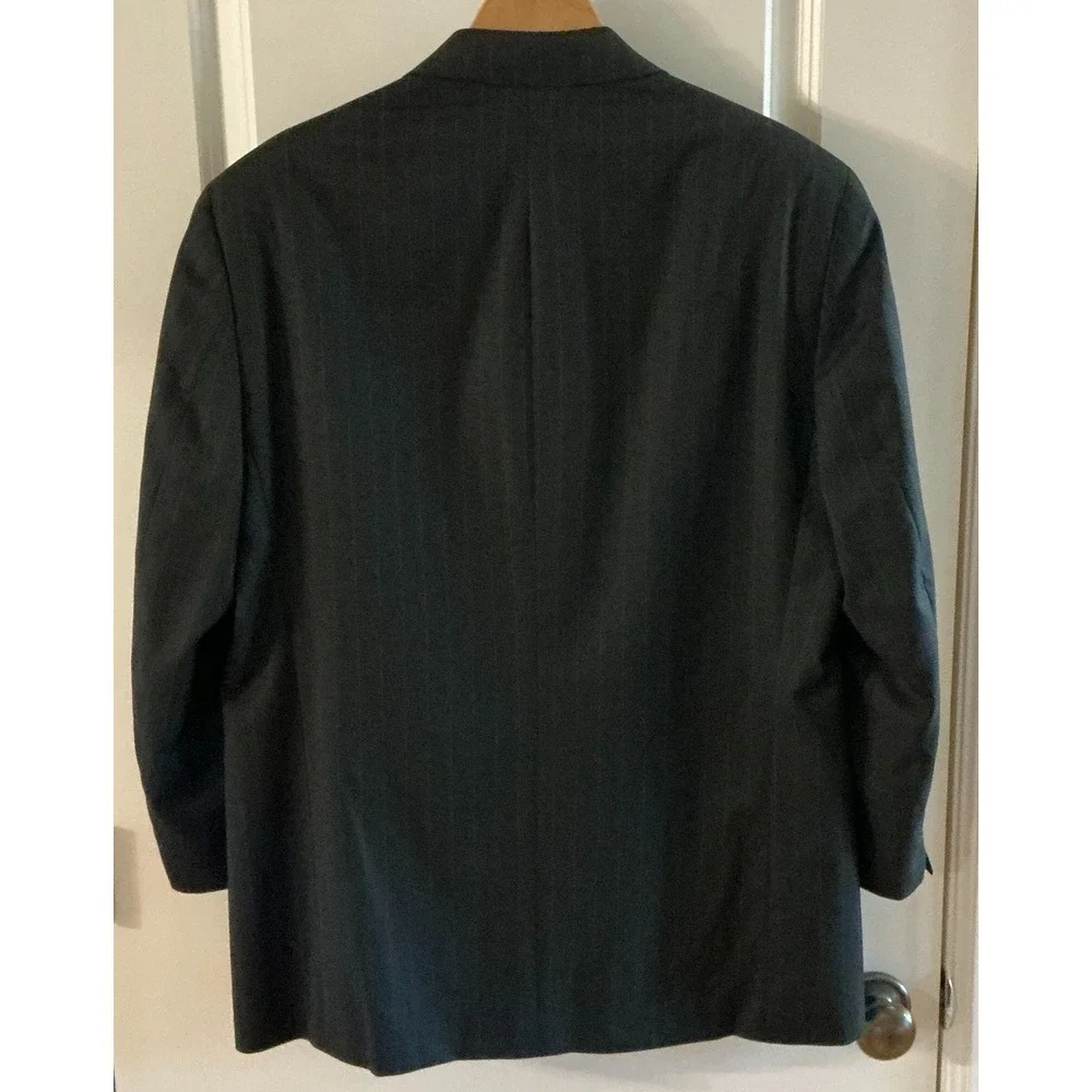 Ralph Ralph Lauren 42R Blue Pinstripe Wool Blazer‎ Jacket w Vest Made Canada